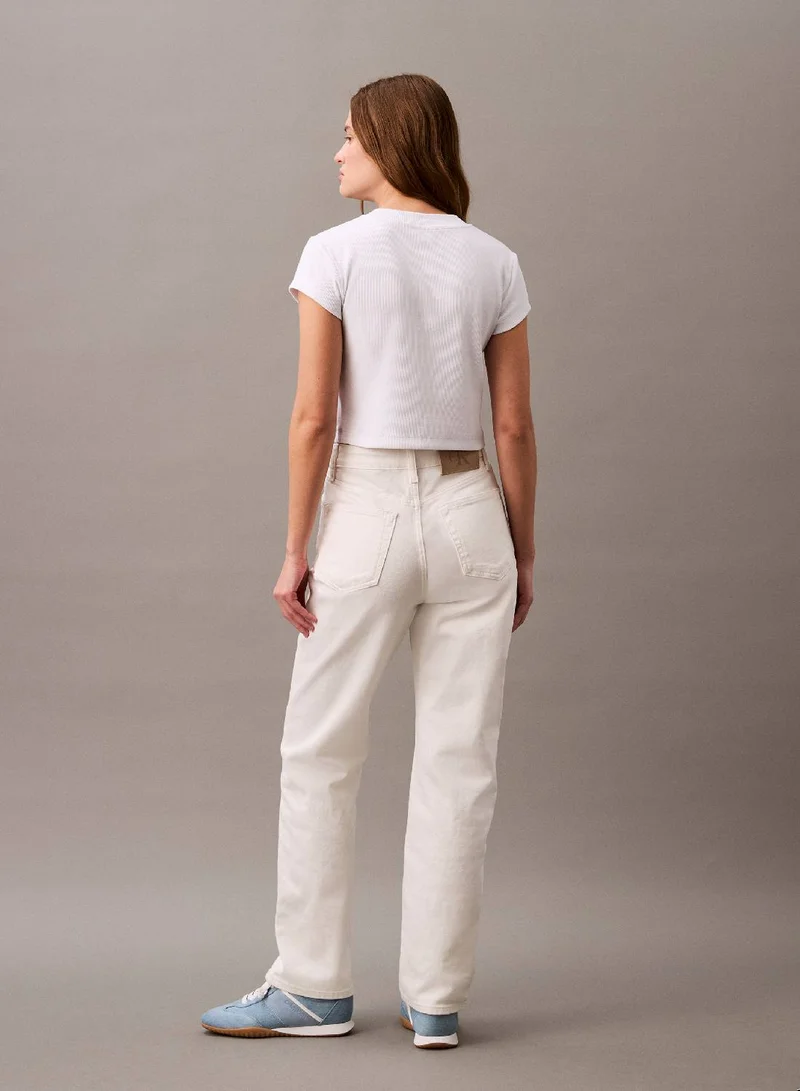 Calvin Klein Jeans Dark Denim Slim Cropped Monogram T-Shirt for Women | Best Price UAE