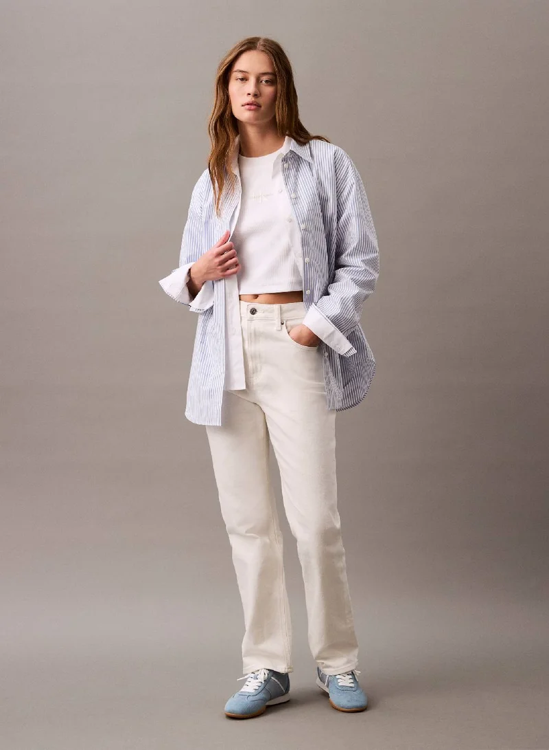 Calvin Klein Jeans Dark Denim Slim Cropped Monogram T-Shirt for Women | Best Price UAE