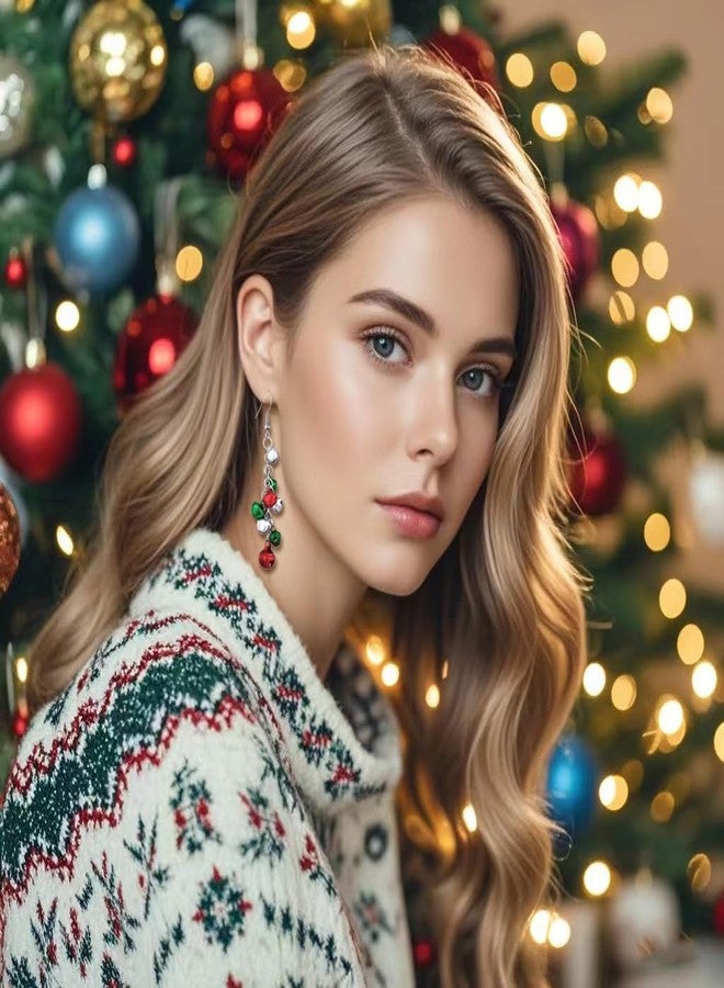 WanBigVa 4 Pairs Christmas Dangle Earrings for Women Holiday Earrings Bulk Christmas Tree Bell Bow Light Bulbs Hoop Earrings for Women Xmas Festival Jewelry Gift - Image 5