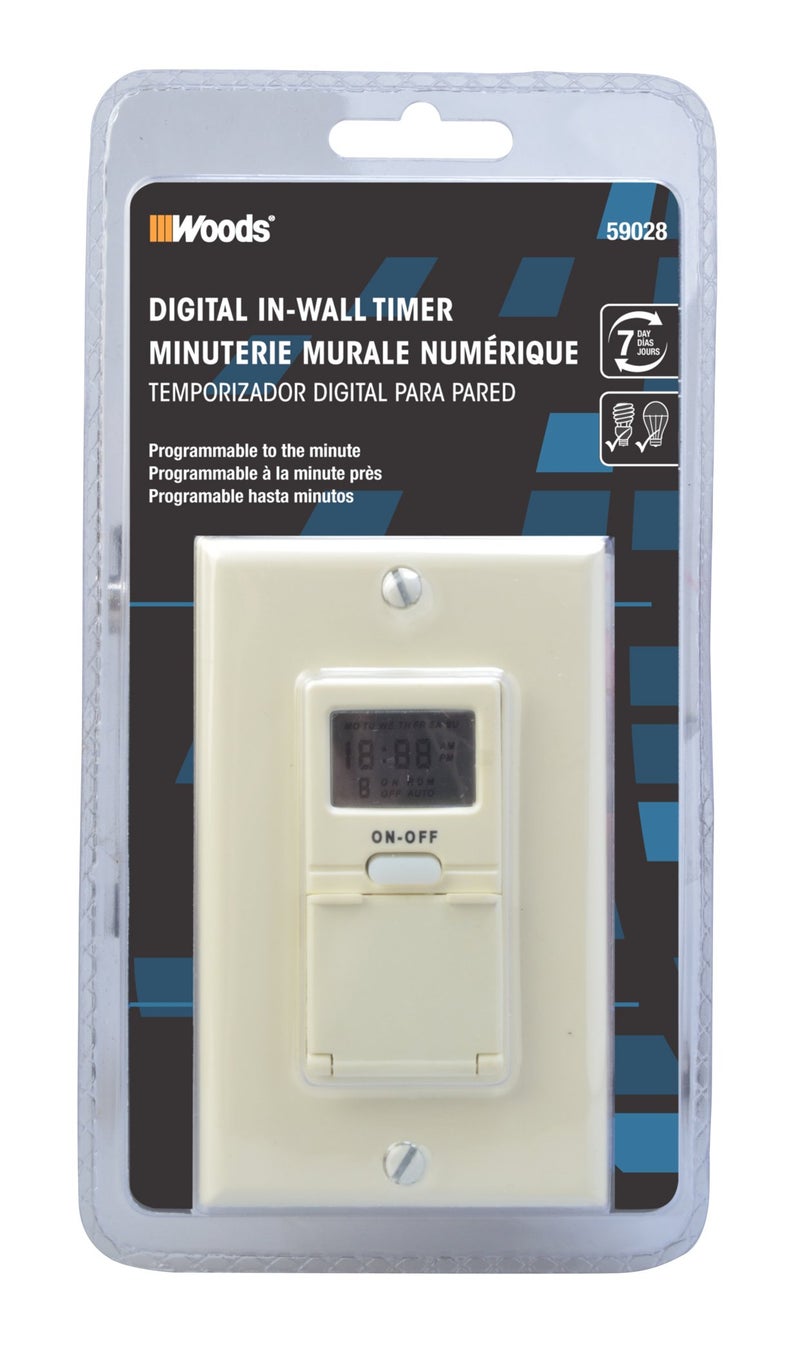 Woods 59028WD In-Wall 7-Day Digital Timer; Light Almond - Image 3