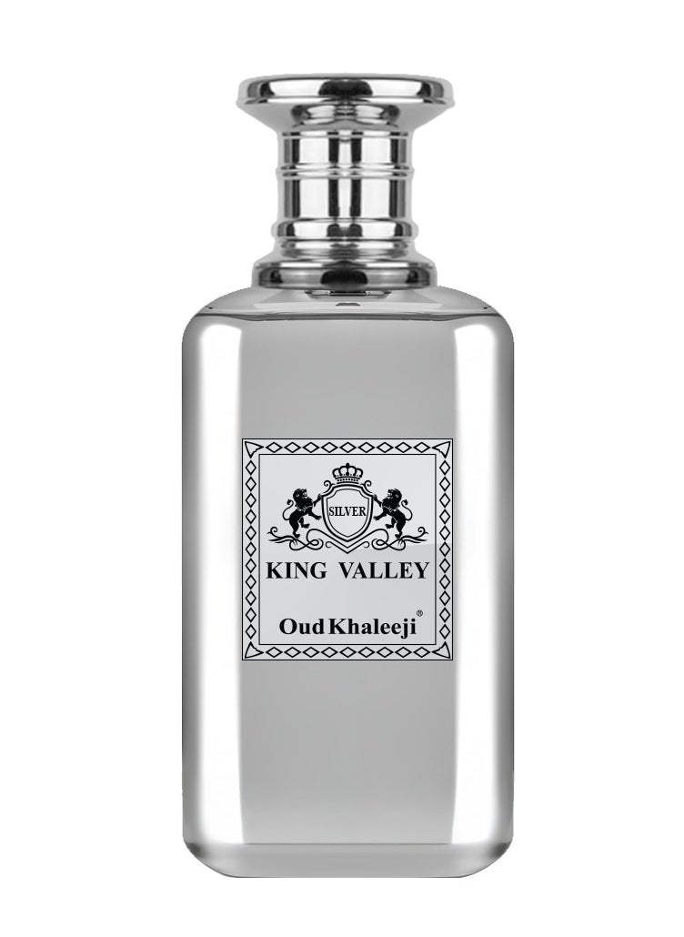 King Valley Silver Eau De Parfum 100ML | Arabic Perfume for Men | Long Lasting Oud & Amber Scent | Gents Fragrance | Fresh, Fruity, Woody Perfume