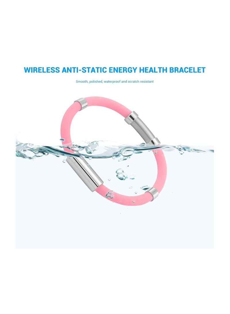 KASTWAVE Anti Static Wrist Straps, Electrostatic Removal Bracelet, Waterproof Silicone Sports Bracelet with Negative Ion, Women Men Anti Static Bracelet, Pink - Image 4