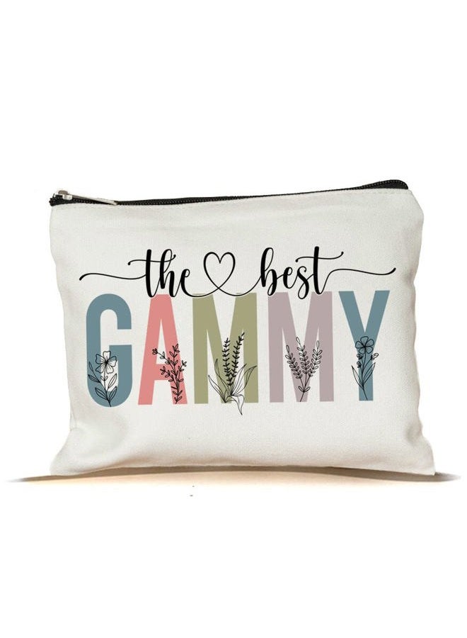 PTDShops The Best Gammy Makeup Bag - Mothers Day Makeup Bag - Cute Gammy Cosmetic Bag - Gift Birthday Gammy Makeup Bag - Best Gammy Cosmetic Bag - Gift Gammy Zipper Makeup Bags Travel, White, 7”x9.8” - Image 1