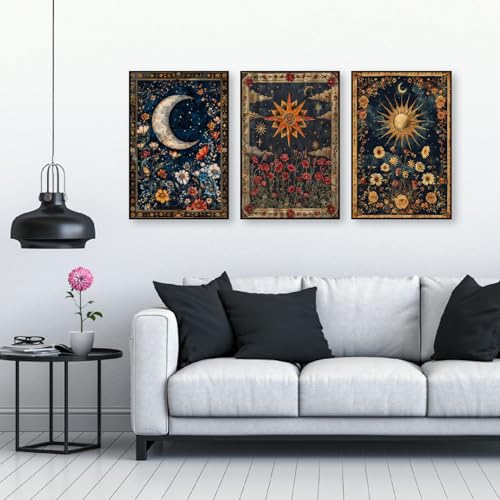 NEGEKFKX 3 Pack Celestial Body Diamond Art Kits for Adults Beginners,Sun Moon Stars Diamond Painting Kits for Adults,5D Full Drill DIY Diamond Dot Gem Art Kit Wall Home Decor Arts Craft 12x16 inch - Image 2