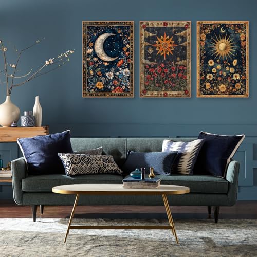 NEGEKFKX 3 Pack Celestial Body Diamond Art Kits for Adults Beginners,Sun Moon Stars Diamond Painting Kits for Adults,5D Full Drill DIY Diamond Dot Gem Art Kit Wall Home Decor Arts Craft 12x16 inch - Image 3