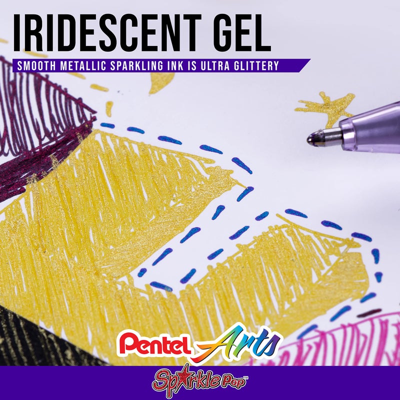 Pentel Sparkle Pop Metallic Gel Pen, (1.0mm) Bold Line, Gold, Box of 12 Pens (K91-DX) - Image 4