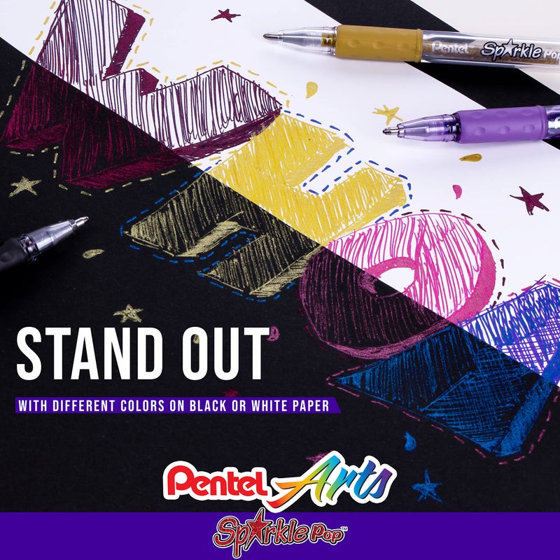 Pentel Sparkle Pop Metallic Gel Pen, (1.0mm) Bold Line, Gold, Box of 12 Pens (K91-DX) - Image 5