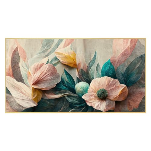 DEKORSTATION Canvas Painting for Bedroom, Living Room Wall Decoration Art Prints Luxurious Pink Flowers Illustration for Home and Office Decor - Image 2