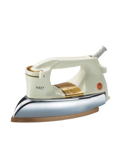 Automatic Dry Iron: Super Deluxe Heavy Weight Iron Box with Temperature Settings Dial, Auto Shut Off Function, and Teflon Coating - Suitable for All Fabrics - White/Golden (2.5 kg, 1200 W)