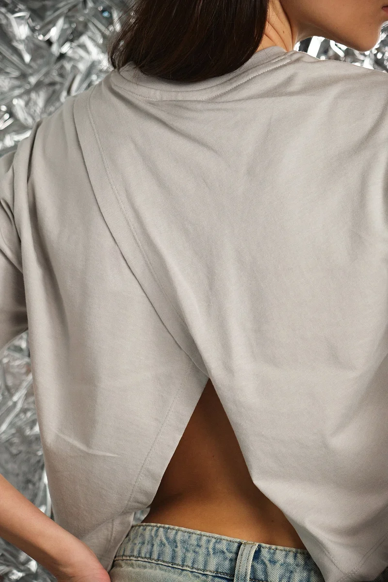 فيرجيو Cotton Overlap Training Knit T-Shirts for Women