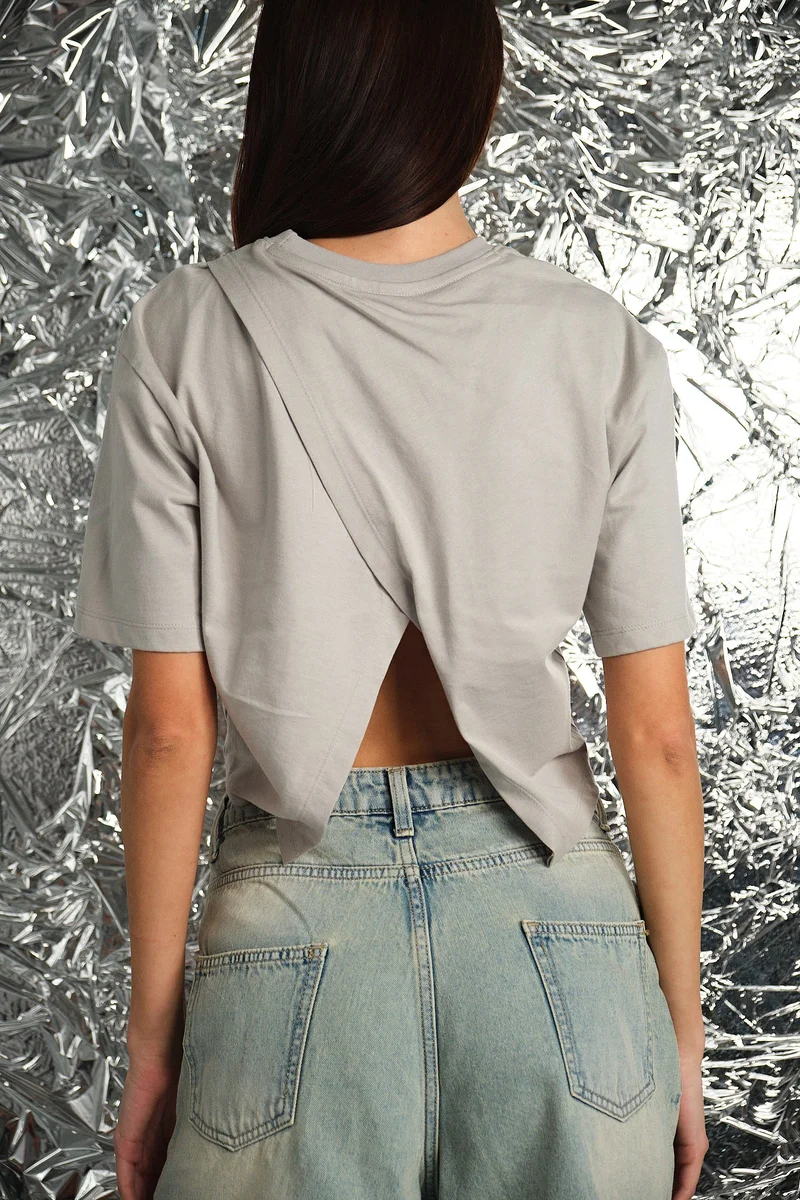 فيرجيو Cotton Overlap Training Knit T-Shirts for Women