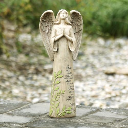 IVYHOME Ivy Home Resin Garden Statue Standing Praying Angel Garden Statuary for Outdoor Decor - Image 4