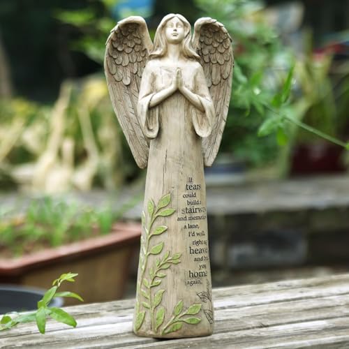 IVYHOME Ivy Home Resin Garden Statue Standing Praying Angel Garden Statuary for Outdoor Decor - Image 2