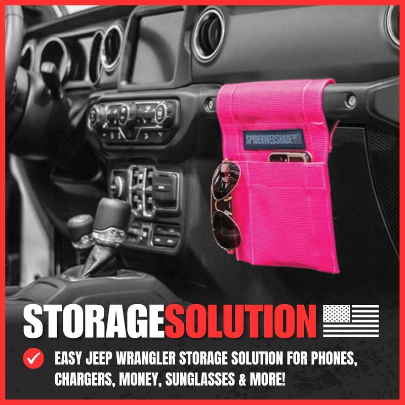 SPIDERWEBSHADE Jeep Wrangler Mesh GrabBag - Pink Passenger Accessory Storage Organizer - Image 2