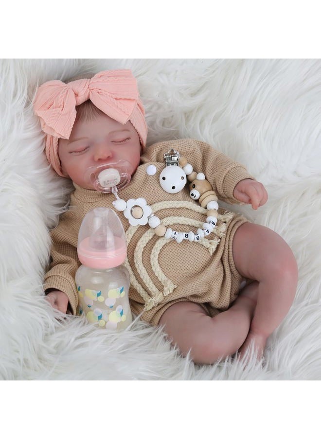 KSBD Lifelike Reborn Baby Dolls-20 inch Sleeping Realistic Newborn Baby Dolls, Soft Cloth Body with Feeding Toy for Kids Age 3 + - Image 1