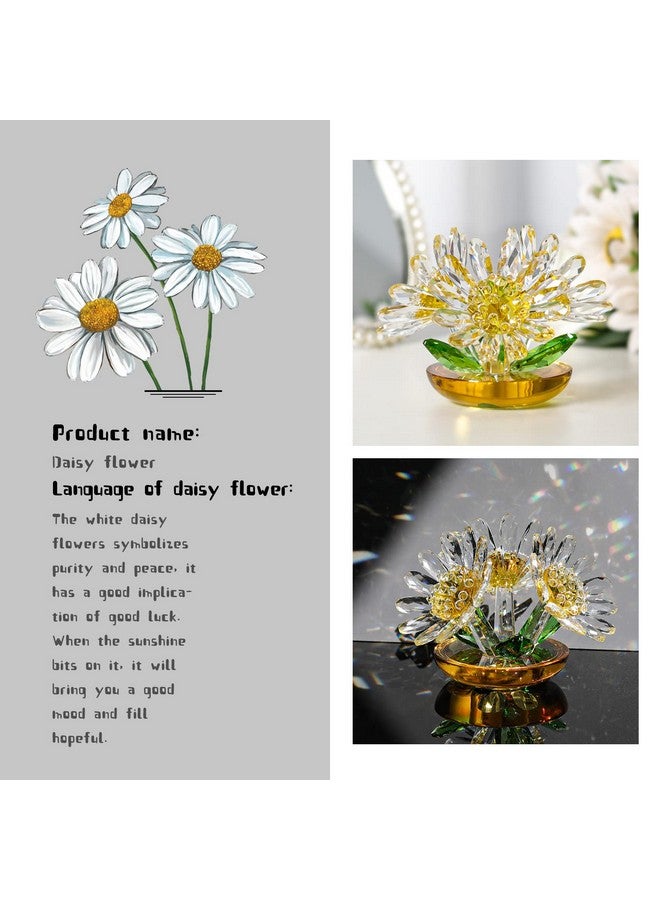 LONGWIN Crystal Daisy Flower Figurines Glass Flower Art Home Decor Spring Bouquet Collectible Figurines Gift for Mothers Day, Birthday, Christmas Day - Image 4