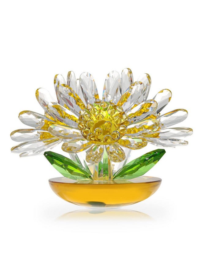 LONGWIN Crystal Daisy Flower Figurines Glass Flower Art Home Decor Spring Bouquet Collectible Figurines Gift for Mothers Day, Birthday, Christmas Day - Image 1