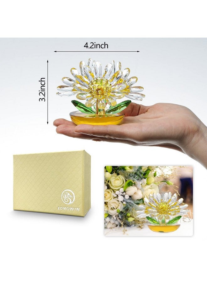 LONGWIN Crystal Daisy Flower Figurines Glass Flower Art Home Decor Spring Bouquet Collectible Figurines Gift for Mothers Day, Birthday, Christmas Day - Image 5