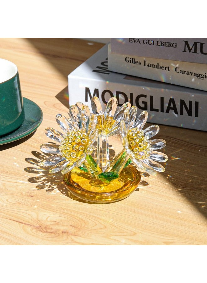 LONGWIN Crystal Daisy Flower Figurines Glass Flower Art Home Decor Spring Bouquet Collectible Figurines Gift for Mothers Day, Birthday, Christmas Day - Image 3