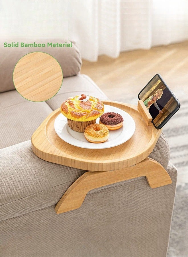 XiuWoo Wooden Lazy Sofa Tray Rotating With Mobile Phone Tablet Holder Dinner Plate Breakfast Plate Snack Foldable Tray  - Image 3