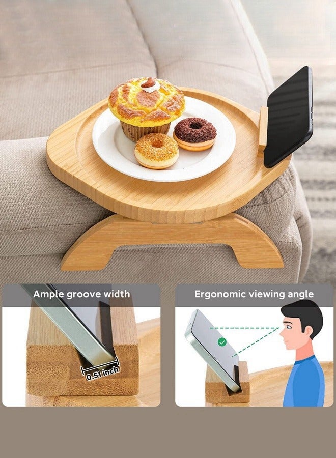 XiuWoo Wooden Lazy Sofa Tray Rotating With Mobile Phone Tablet Holder Dinner Plate Breakfast Plate Snack Foldable Tray  - Image 2