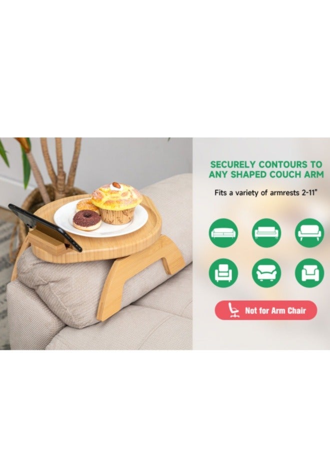 XiuWoo Wooden Lazy Sofa Tray Rotating With Mobile Phone Tablet Holder Dinner Plate Breakfast Plate Snack Foldable Tray  - Image 5