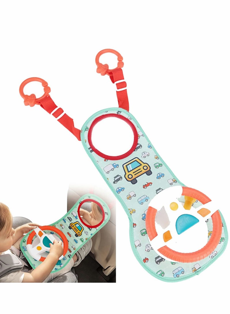 Interactive Baby Car Seat Toys with Mirrors, Lights, Music, and Steering Wheel for Infants  - Image 1