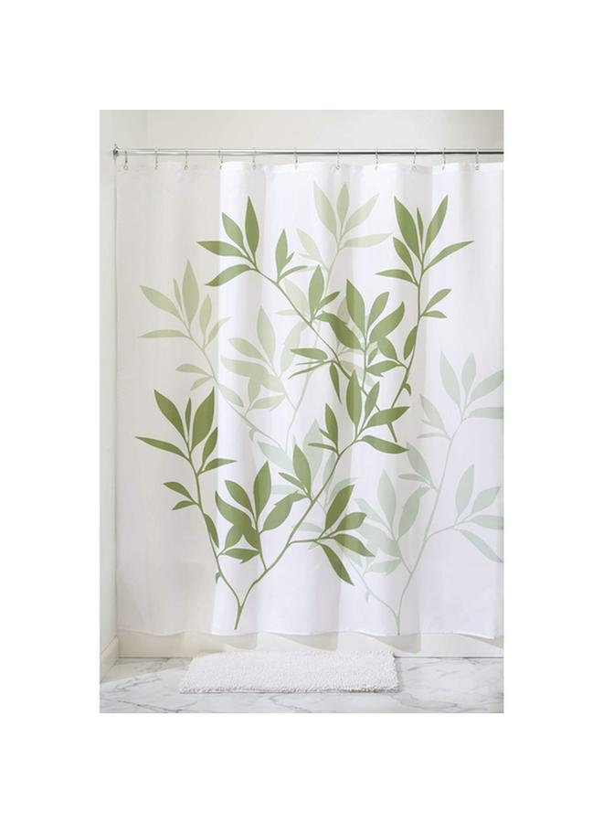 InterDesign Leaves Printed Polyester Shower Curtain Green And White 72 X 72Inch  - Image 3