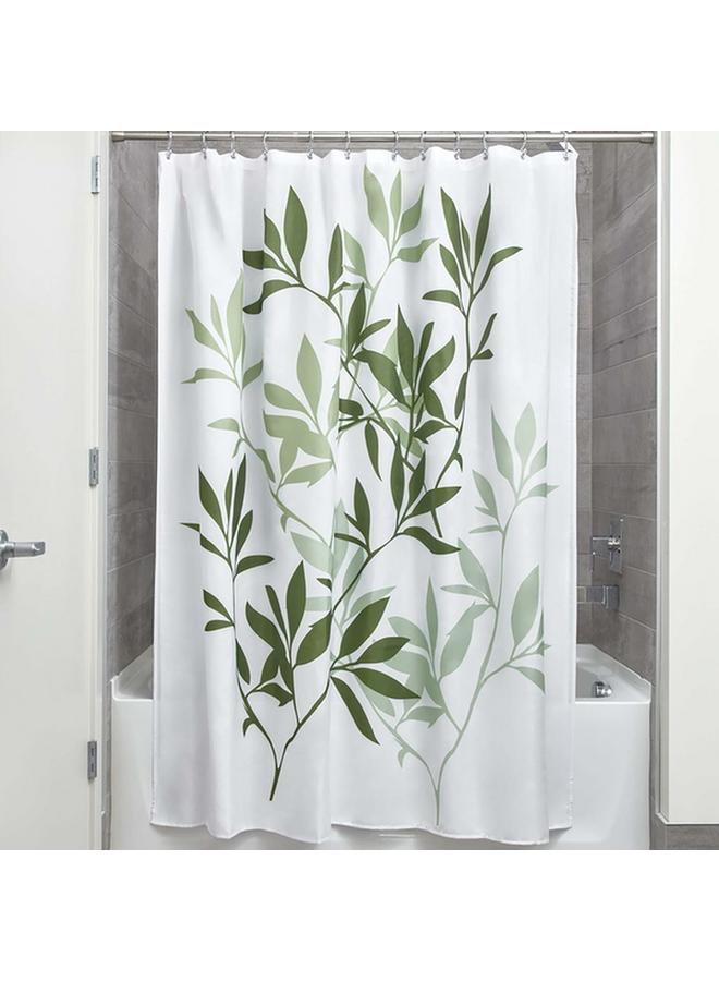 InterDesign Leaves Printed Polyester Shower Curtain Green And White 72 X 72Inch  - Image 1