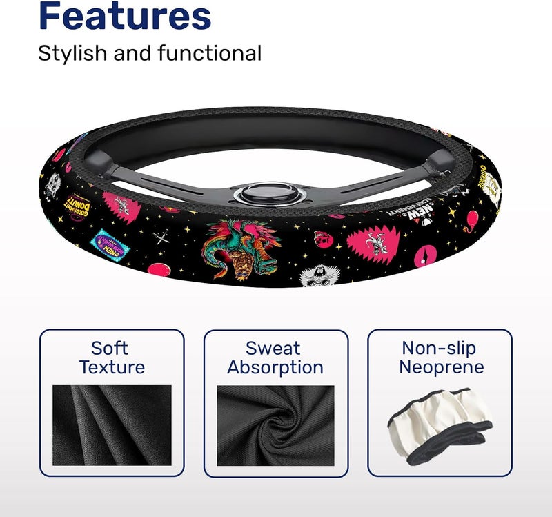 GENANY Royal Cat Steering Wheel Cover, Non Slip Polyester Car Wheel Protector for Car SUV Truck, Universal 15 Inch - Image 4