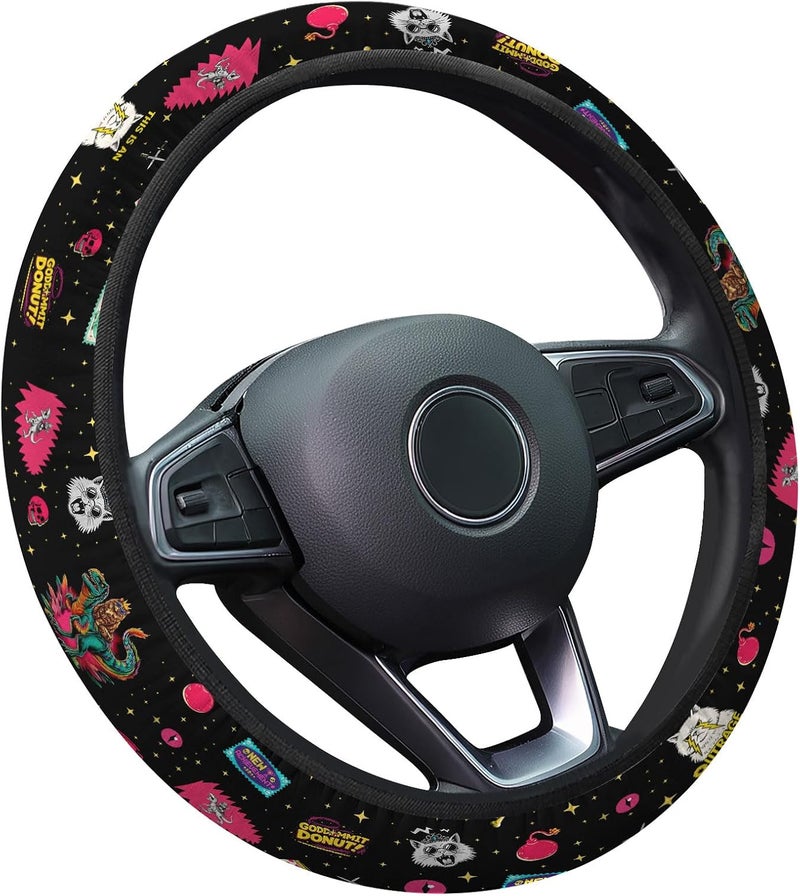 GENANY Royal Cat Steering Wheel Cover, Non Slip Polyester Car Wheel Protector for Car SUV Truck, Universal 15 Inch - Image 1