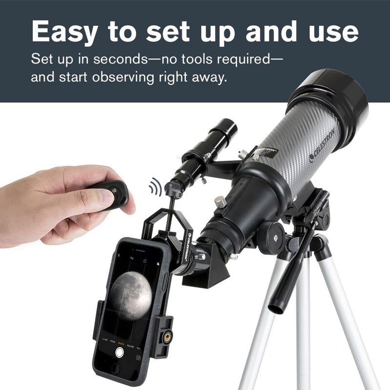 Celestron Travel Scope 70DX Portable Refractor Telescope â€“ 70mm Aperture, Fully-Coated Glass Optics â€“ Includes Bonus Phone Adapter, Backpack & More â€“ Ideal for Beginners & Travel - Image 2
