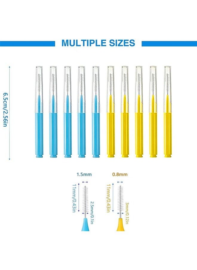 20 Pcs Braces Brush Tooth Flossing, PP Material Interdental Brush Toothpick Dental Tooth Flossing Head, Flosser Toothpick Cleaners Tooth Cleaning Tool for Adult (Yellow+Blue)