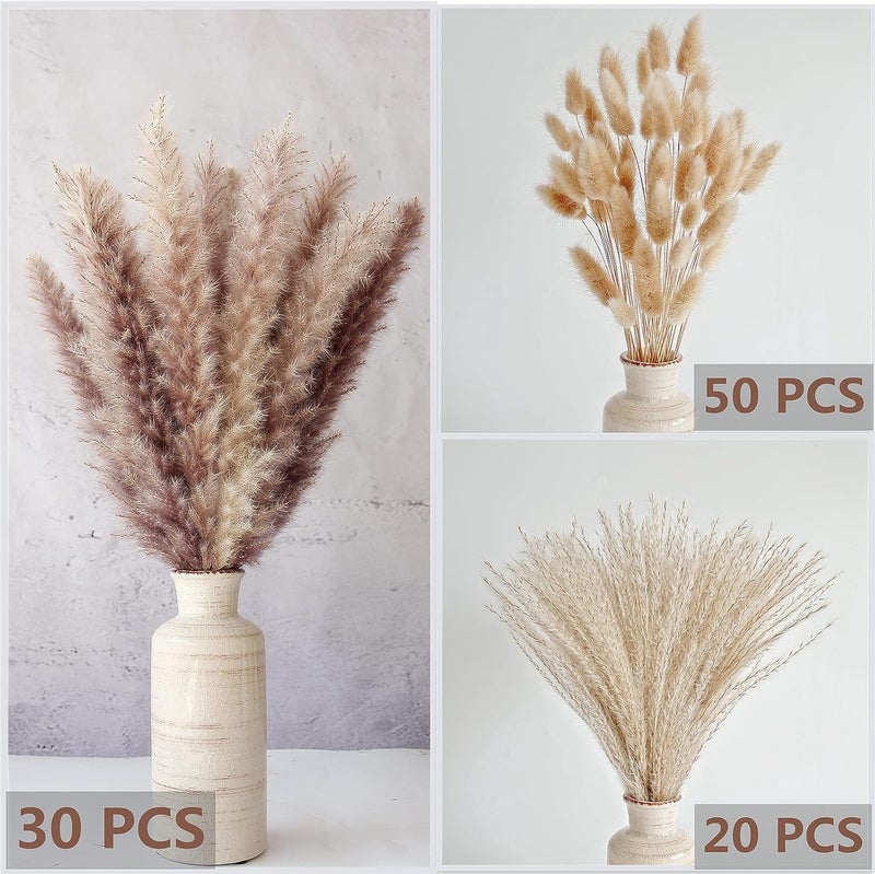 ANPROOR Natural Dried Pampas Grass Decor, Brown Pampas Grass， Bunny Tails Dried Flowers, Reed Grass Bouquet for Wedding Boho Flowers Home Table Decor, Fall Decor，Rustic Farmhouse Party (100 in Total ) - Image 2