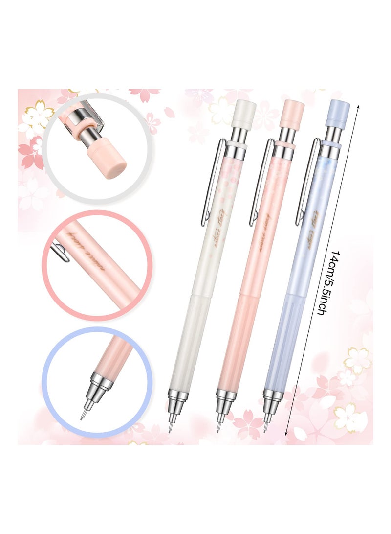 Excefore 15 Pcs Cherry Mechanical Pencil Set Include 6 Pcs Kawaii Automatic Drafting Pencil with 6 Tubes Pencil Refill and 3 Pcs   Cherry Erasers for Sketching Architecture Drawing - Image 4