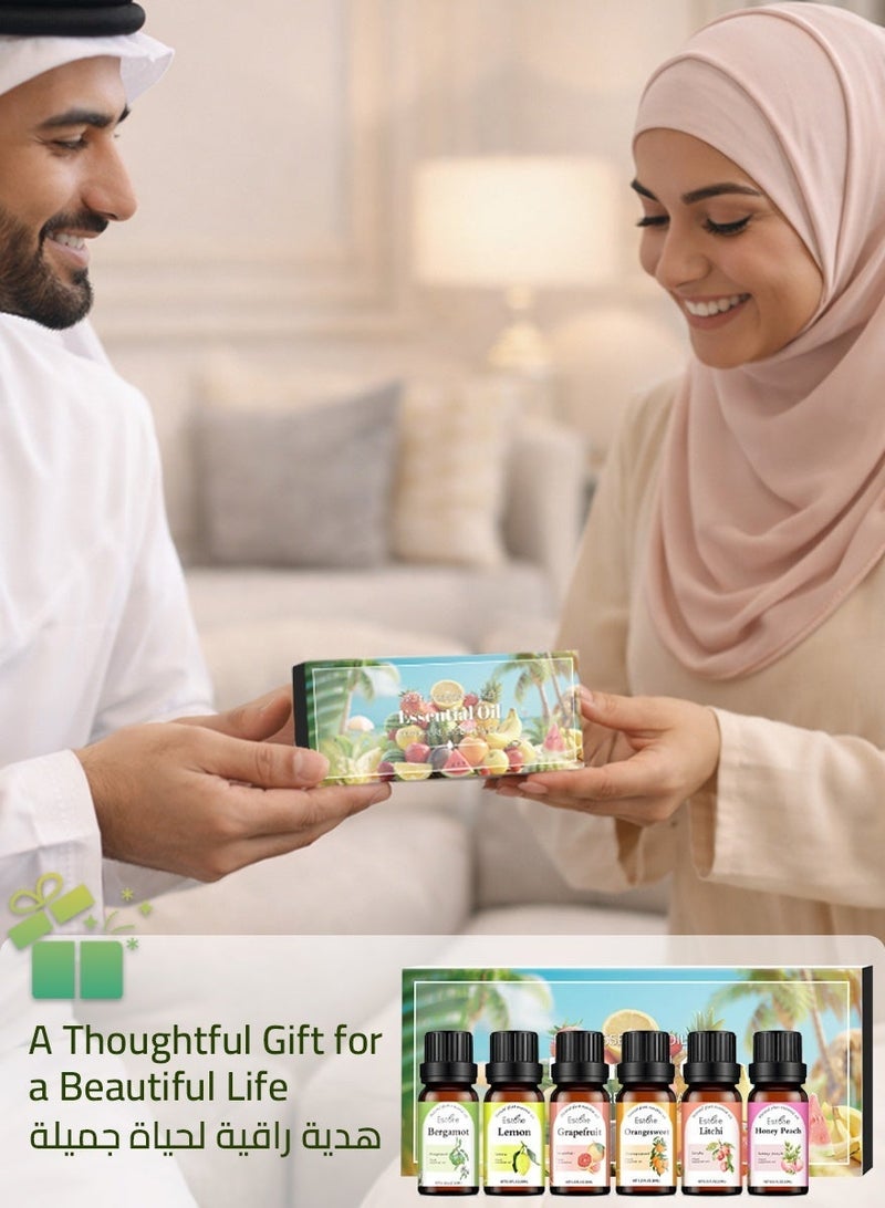 Estone Home Aromatherapy & Family Gifting – Natural Fruity Essential Oil Gift Set 6 × 10ml – Bergamot, Lemon, Grapefruit, Sweet Orange, Lychee & Honey Peach - Image 5