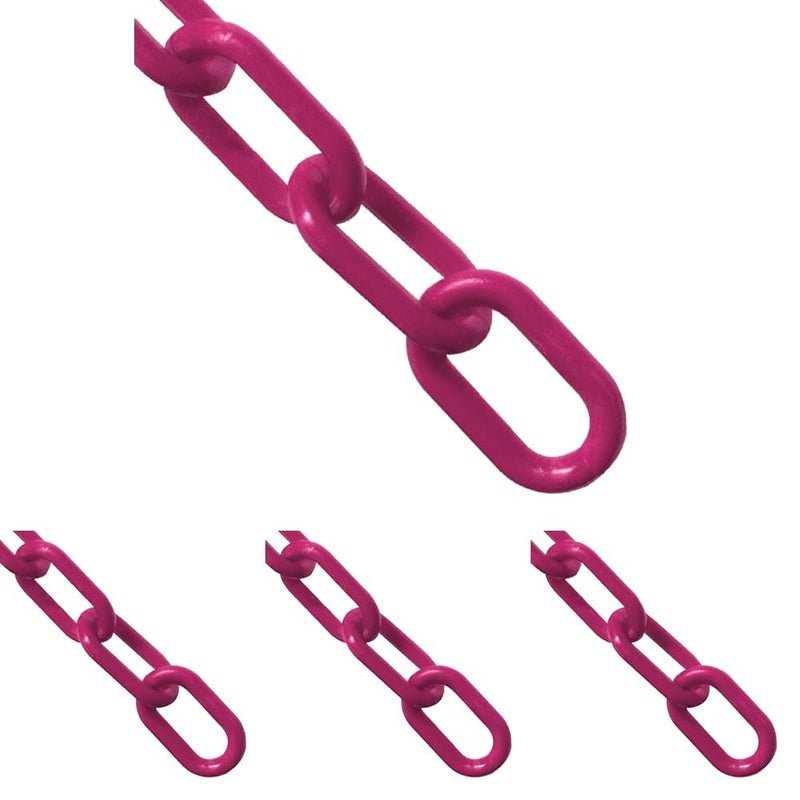 Plastic Barrier Chain, Magenta, 2-Inch Link Diameter, 25-Foot Length (50018-25) (Pack of 4)