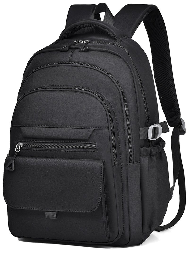 Qiccijoo Laptop Backpack Travel Backpack College School Backpack for Men or Women Work Backpack Fits 15.6 Inch Laptop Computer Backpack Bookbag Gift(Black) - Image 1