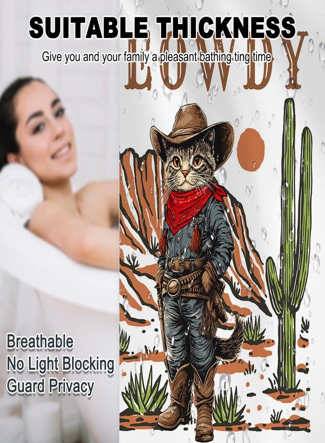 Mocsicka Funny Cowboy Cat Shower Curtain Vintage Fun Western Shower Curtain for Bathroom Waterproof Fabric Bath Curtain for Funny Bathroom Deocr 72 X 72 Inch - Image 5