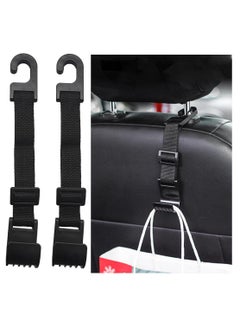 Excefore 2 PCS Car Seat Headrest Hooks, Adjustable Hanging Storage Organizer for Auto Back Seat, Universal Vehicle Interior Purse Bags Hanger Accessories for Umbrella Handbag Coat  - Image 1