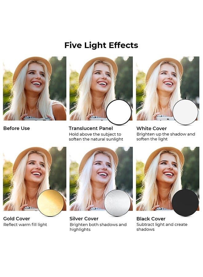 PROMAGE 5 in 1 Photography Reflector 80CM Portable Light Diffuser for Studio and Outdoor Shooting - Image 2