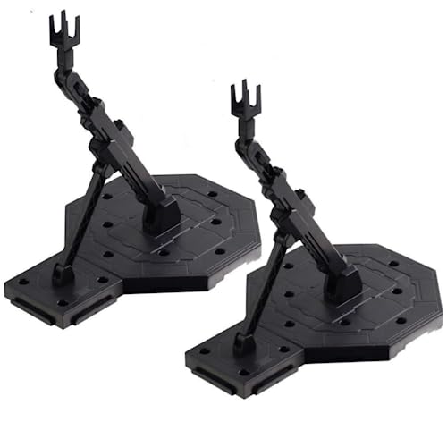 Bioristar HG RG Hobby Action Base Model Stand Hobby Display Stand Compatible with HG MG BB 1/144 1/100 Pack of 2 (Black) - Image 1