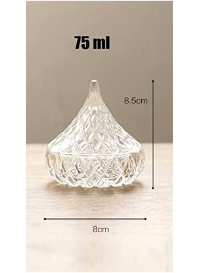 FUFU FUFU Set of 3 Candy Dishes with Lids, 8cm Covered Crystal Candy Dish, Glass Sugar Container Bowl, Jewelry Trinket Holder Box, Chocolate Jar for Valentine, Christmas, Home Decoration  - Image 3