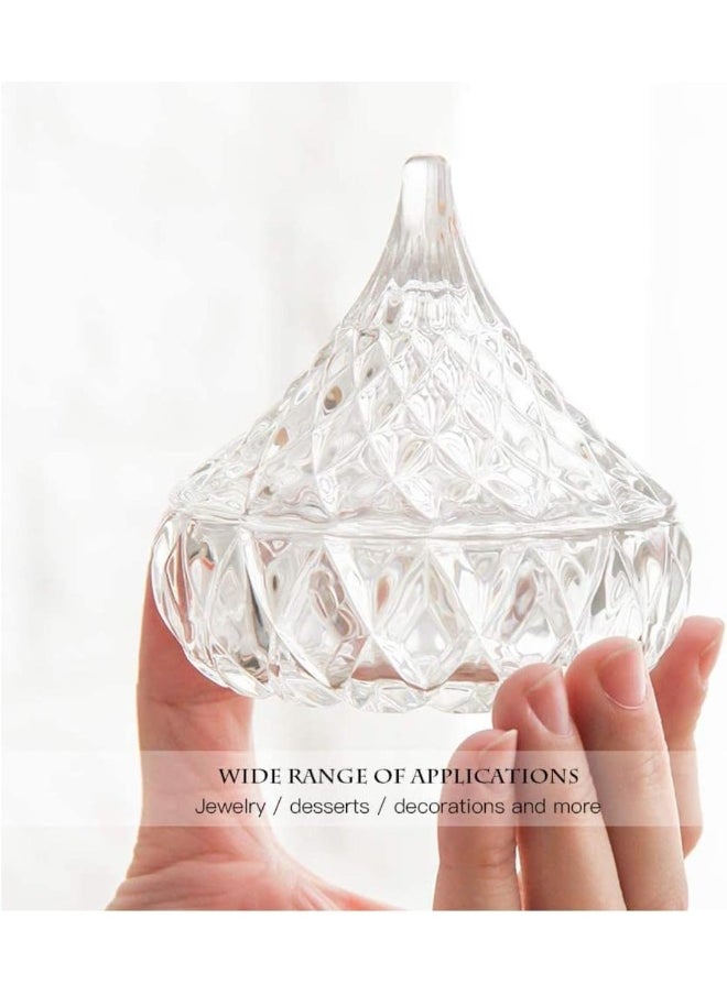 FUFU FUFU Set of 3 Candy Dishes with Lids, 8cm Covered Crystal Candy Dish, Glass Sugar Container Bowl, Jewelry Trinket Holder Box, Chocolate Jar for Valentine, Christmas, Home Decoration  - Image 4