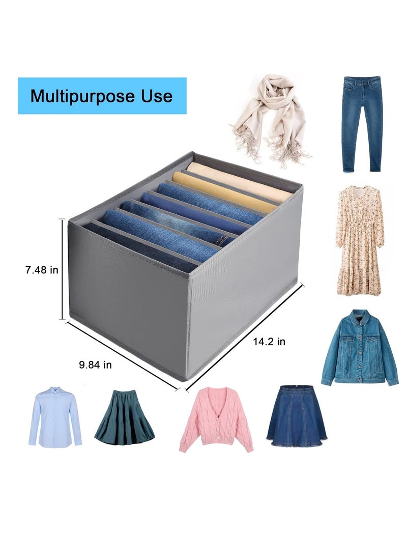 DUNISO - 2 Pcs Wardrobe Clothes Organizer,Multifunctional Foldable Storage Box without Lid，Moisture and Mold Prevention，for Storing Shirts, T Shirts, Socks, Underwear, Documents(7 Grids) - Image 1