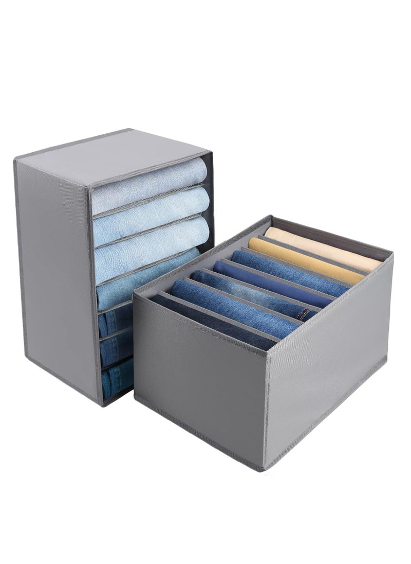 DUNISO - 2 Pcs Wardrobe Clothes Organizer,Multifunctional Foldable Storage Box without Lid，Moisture and Mold Prevention，for Storing Shirts, T Shirts, Socks, Underwear, Documents(7 Grids) - Image 1