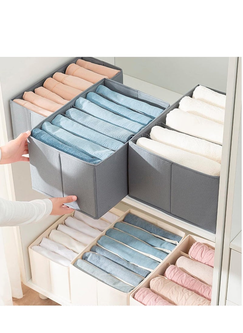 DUNISO - 2 Pcs Wardrobe Clothes Organizer,Multifunctional Foldable Storage Box without Lid，Moisture and Mold Prevention，for Storing Shirts, T Shirts, Socks, Underwear, Documents(7 Grids) - Image 1
