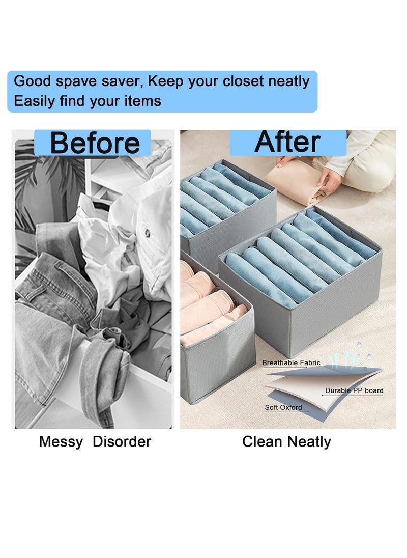 DUNISO - 2 Pcs Wardrobe Clothes Organizer,Multifunctional Foldable Storage Box without Lid，Moisture and Mold Prevention，for Storing Shirts, T Shirts, Socks, Underwear, Documents(7 Grids) - Image 1