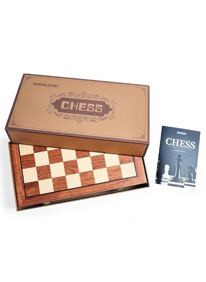 Vamslove Chess Set Large 16''/42cm Folding Wooden Board with Deluxe Weighted Acrylic Chess Pieces - 3.5" King with Storage Slots for Adults House Warming Retirement Gift  - Image 3