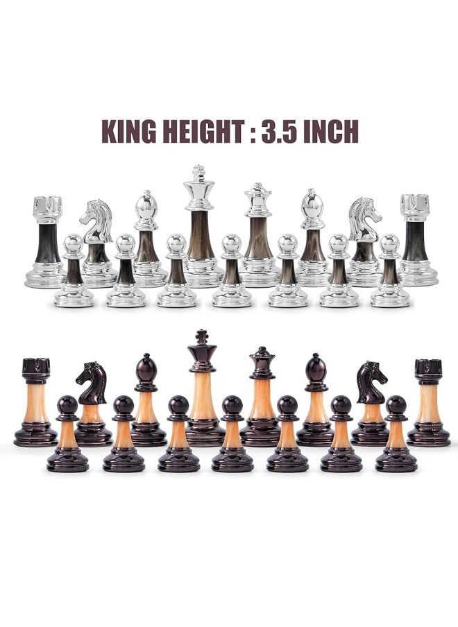 Vamslove Chess Set Large 16''/42cm Folding Wooden Board with Deluxe Weighted Acrylic Chess Pieces - 3.5" King with Storage Slots for Adults House Warming Retirement Gift  - Image 1